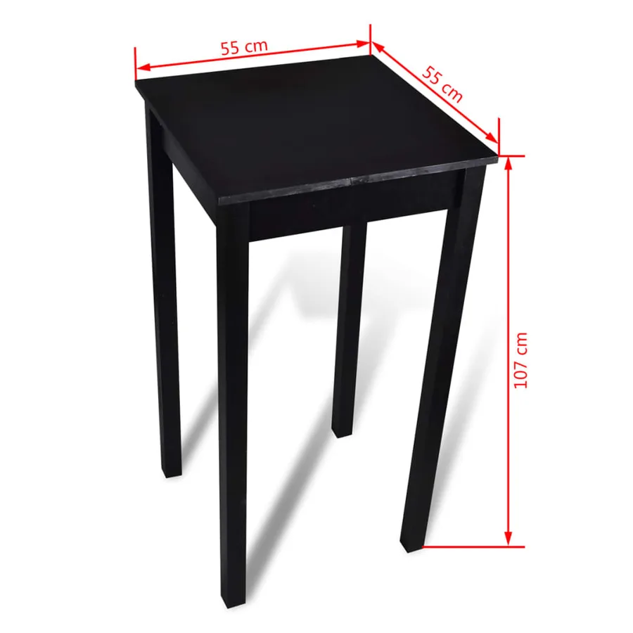 Set de 1 table de bar et 2 tabourets noir - 7
