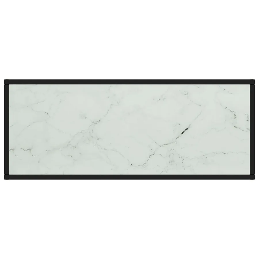 Meuble TV noir avec verre marbre blanc 100x40x40 cm - 4