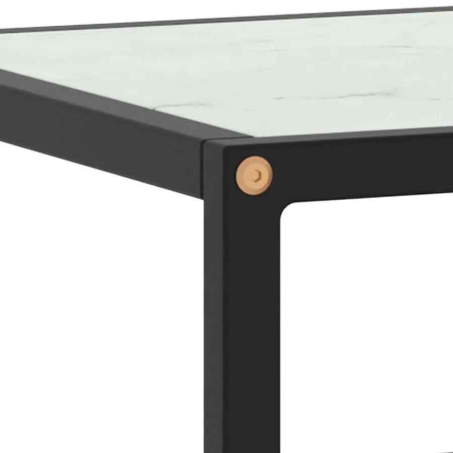 Meuble TV noir avec verre marbre blanc 100x40x40 cm - 5