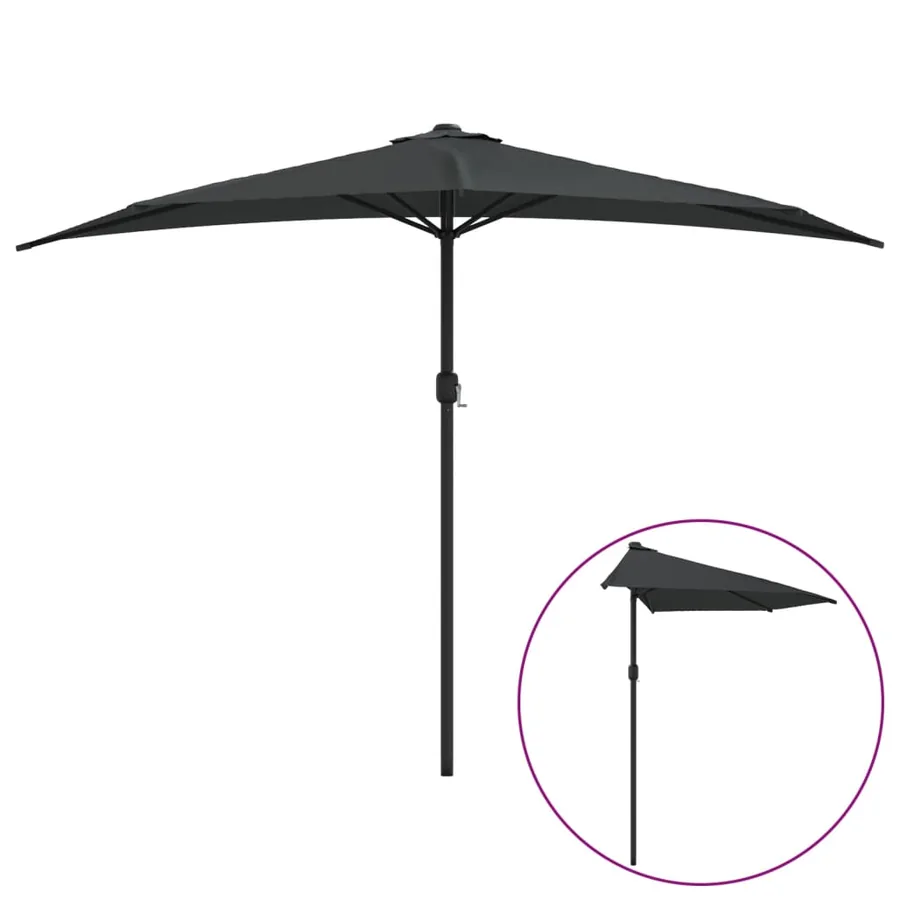 Parasol de balcon et mât en aluminium Anthracite 300x155cm Demi - 2