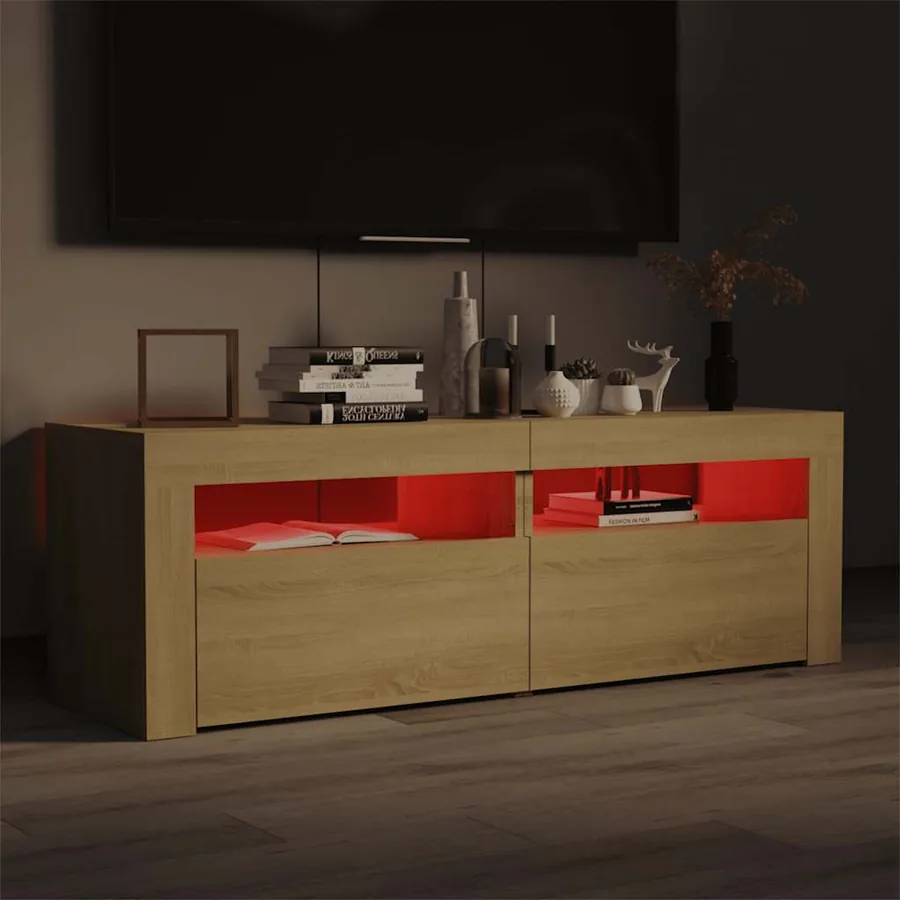 Meuble TV avec lumières LED chêne sonoma 120x35x40 cm - 4