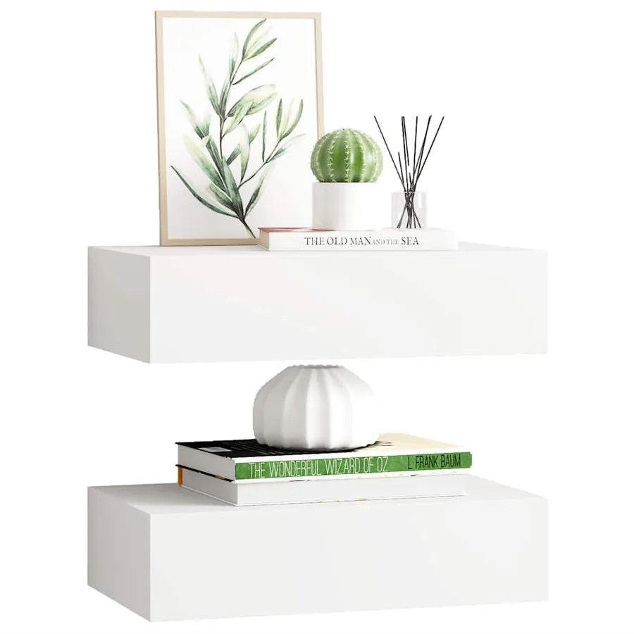 Étagères à tiroirs murales 2 pcs Blanc 40x23,5x10 cm MDF - 4