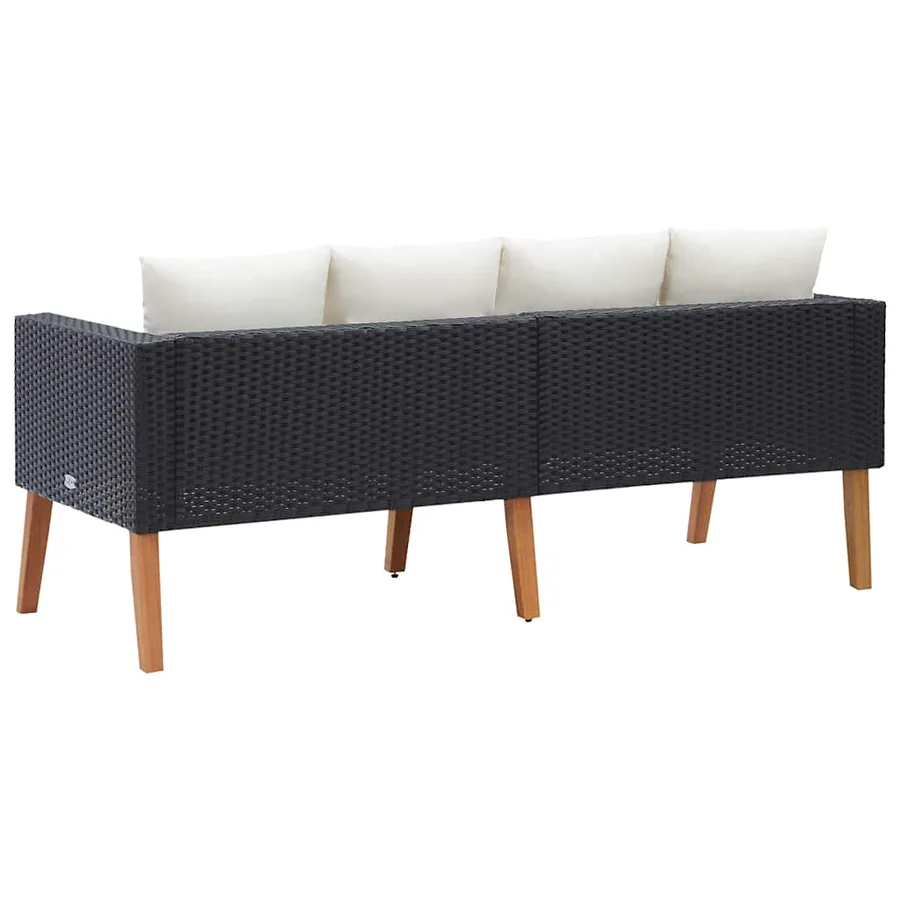 Canapé de jardin à 2 places avec coussins Résine tressée Noir - 7