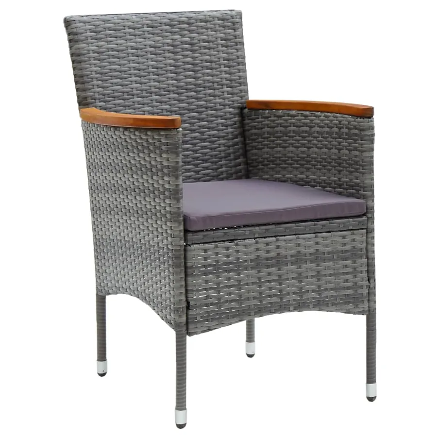 Chaises à manger de jardin lot de 4 Résine tressée Gris - 2