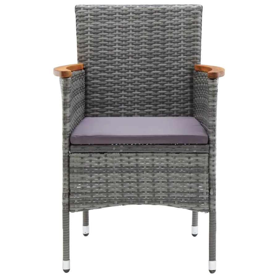 Chaises à manger de jardin lot de 4 Résine tressée Gris - 3