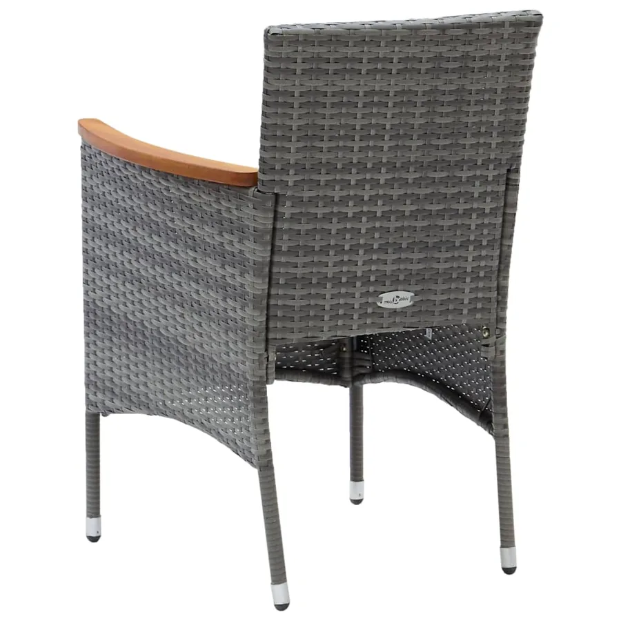 Chaises à manger de jardin lot de 4 Résine tressée Gris - 5
