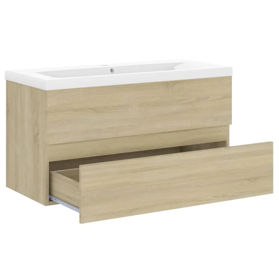 Armoire d'évier et lavabo intégré Chêne sonoma Bois ingénierie - 3