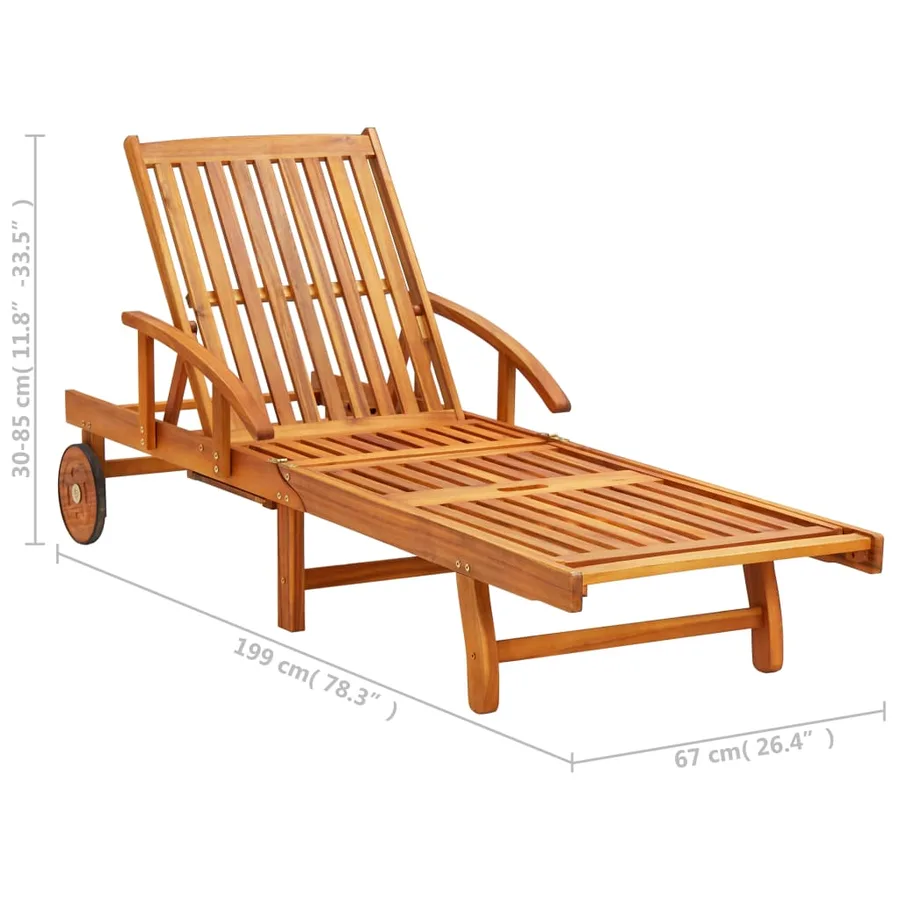 Chaises longues lot de 2 Bois d'acacia solide - 11