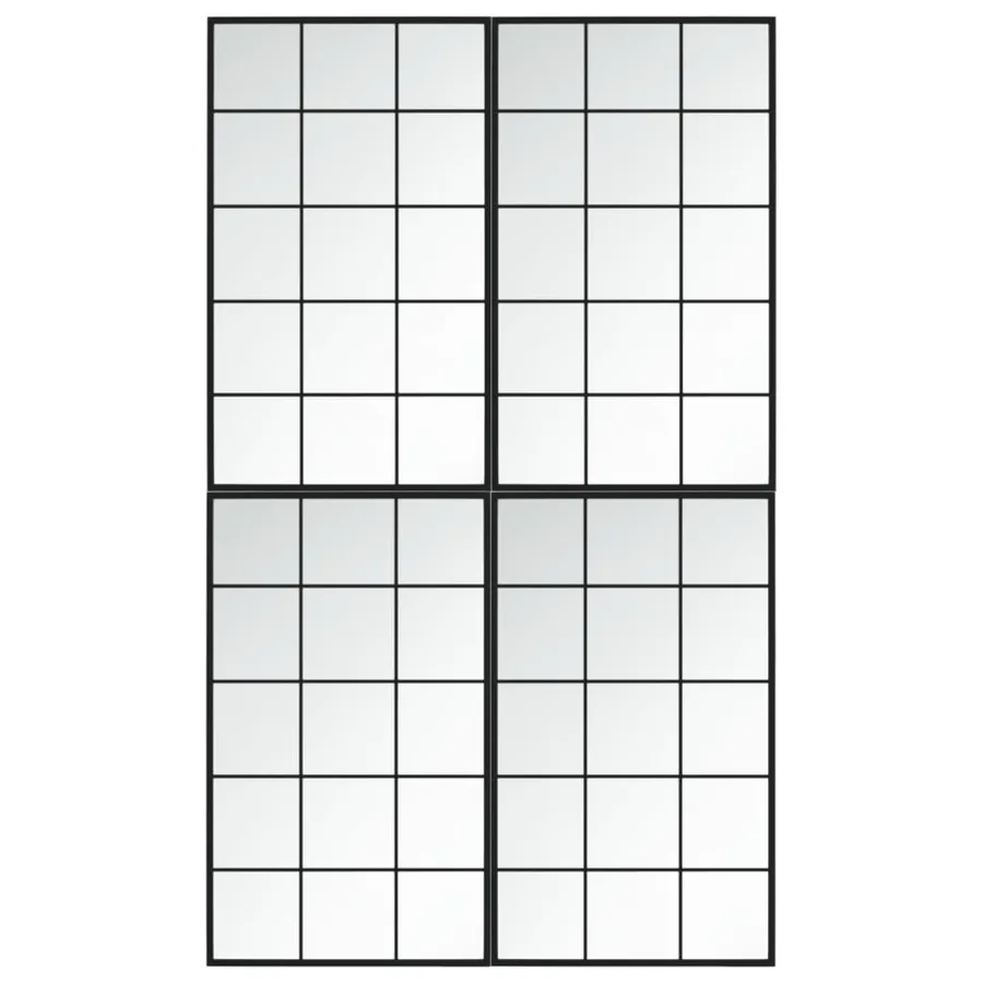 Miroirs muraux 4 pcs noir 100x60 cm métal - 2
