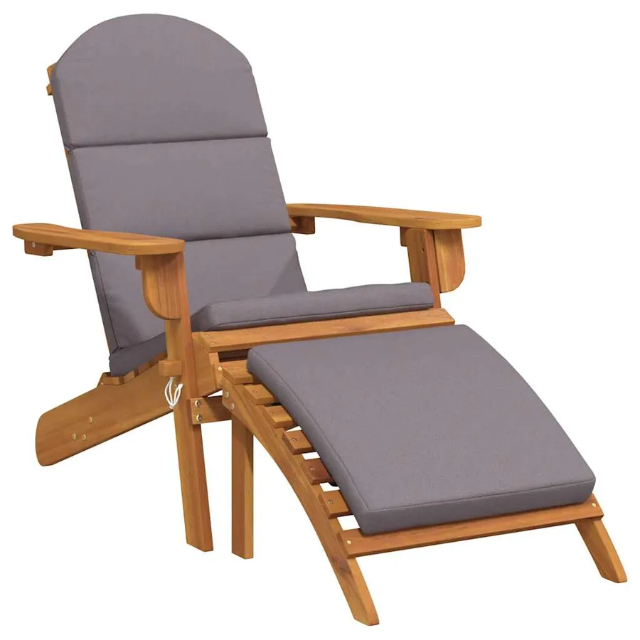 Chaise de jardin Adirondack et repose-pieds bois massif acacia - 2