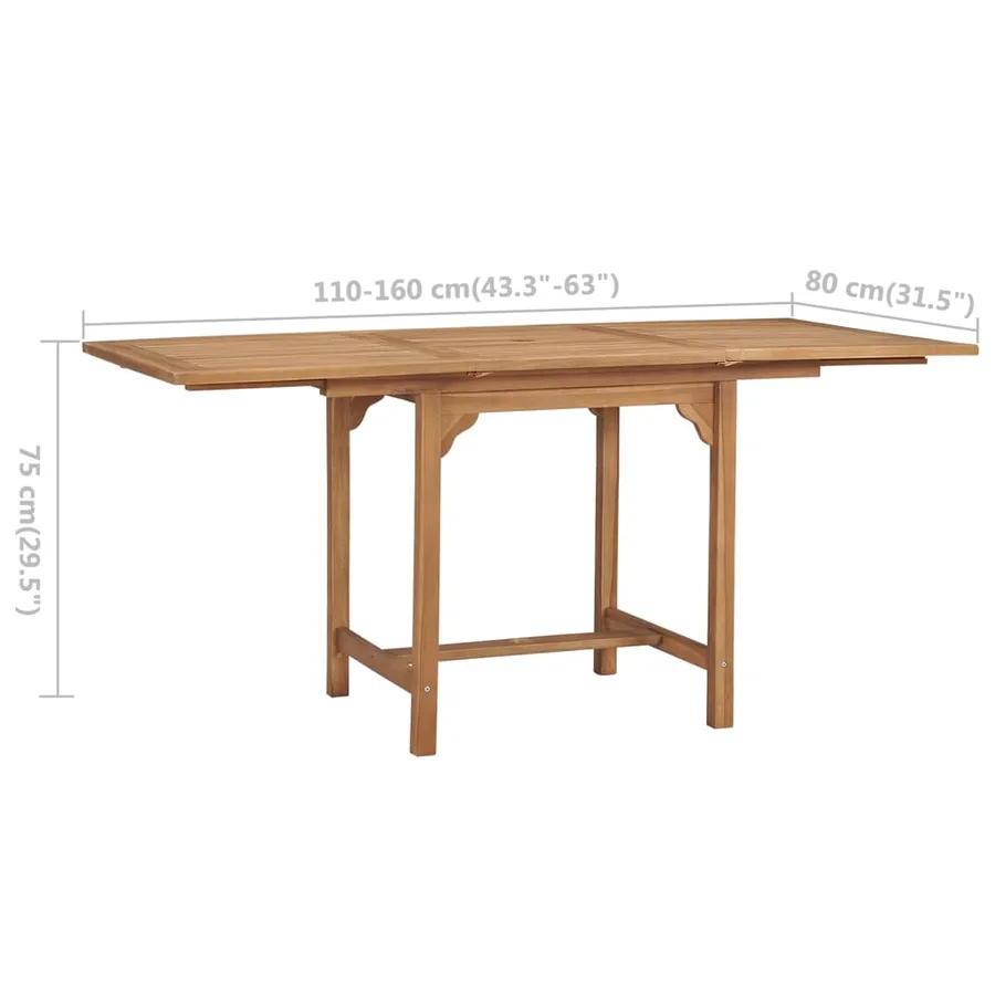 Table extensible de jardin (110-160)x80x75 cm Teck solide - 9