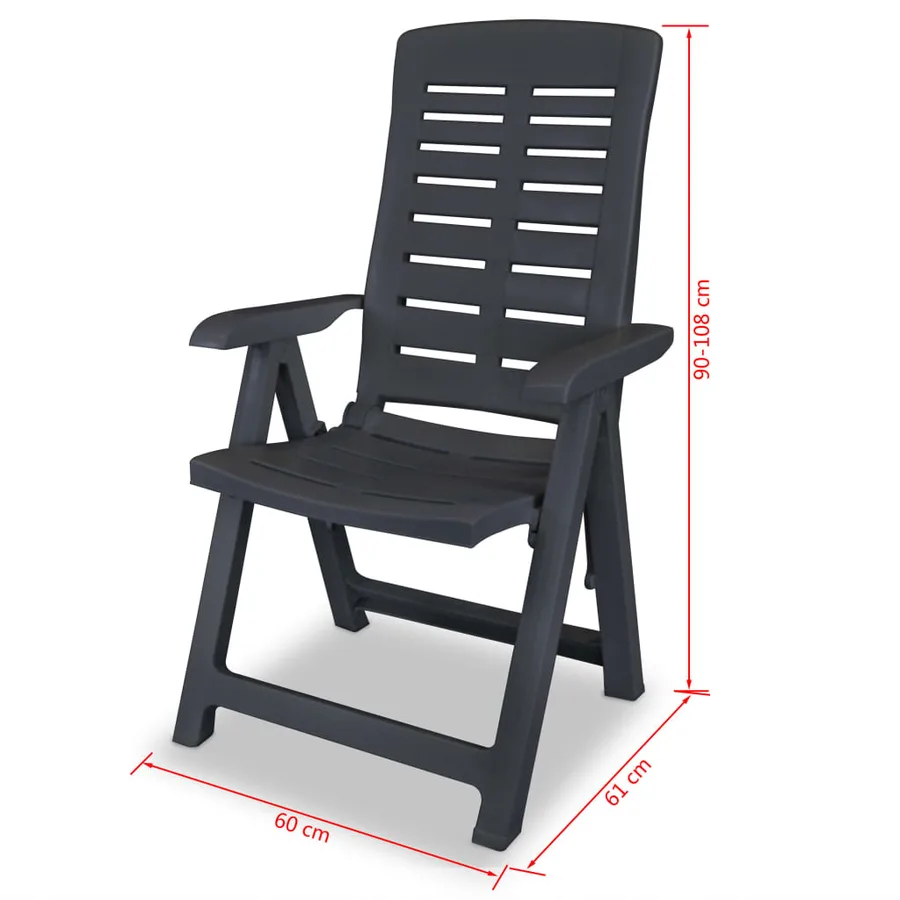 Chaises inclinables de jardin lot de 4 Plastique Anthracite - 8