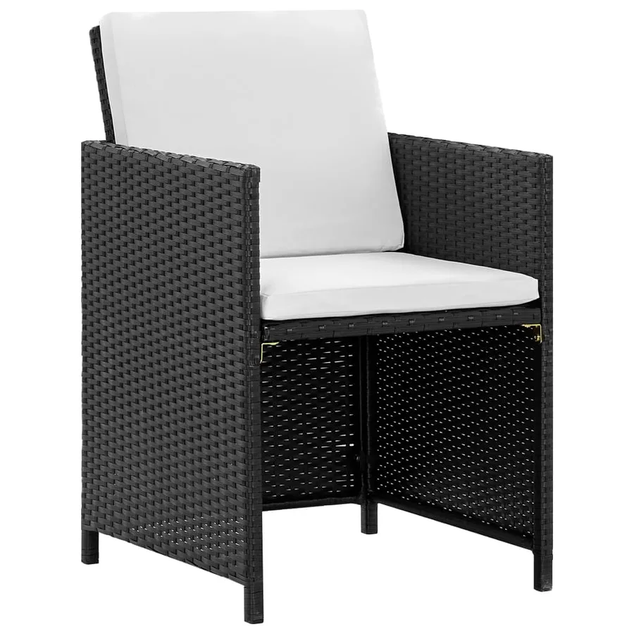 Ensemble à manger d'extérieur 5 pcs coussin Résine tressée Noir - 3