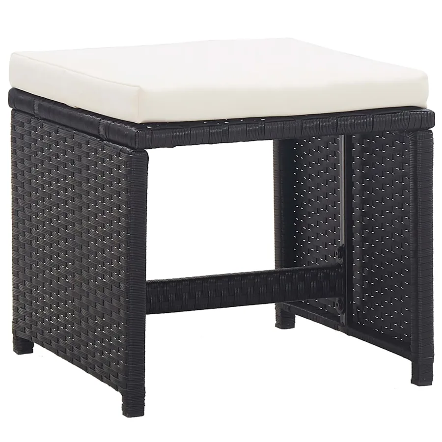 Ensemble à manger d'extérieur 5 pcs coussin Résine tressée Noir - 6