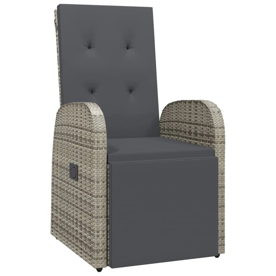 Chaise inclinable de jardin et coussin Résine tressée Gris - 2