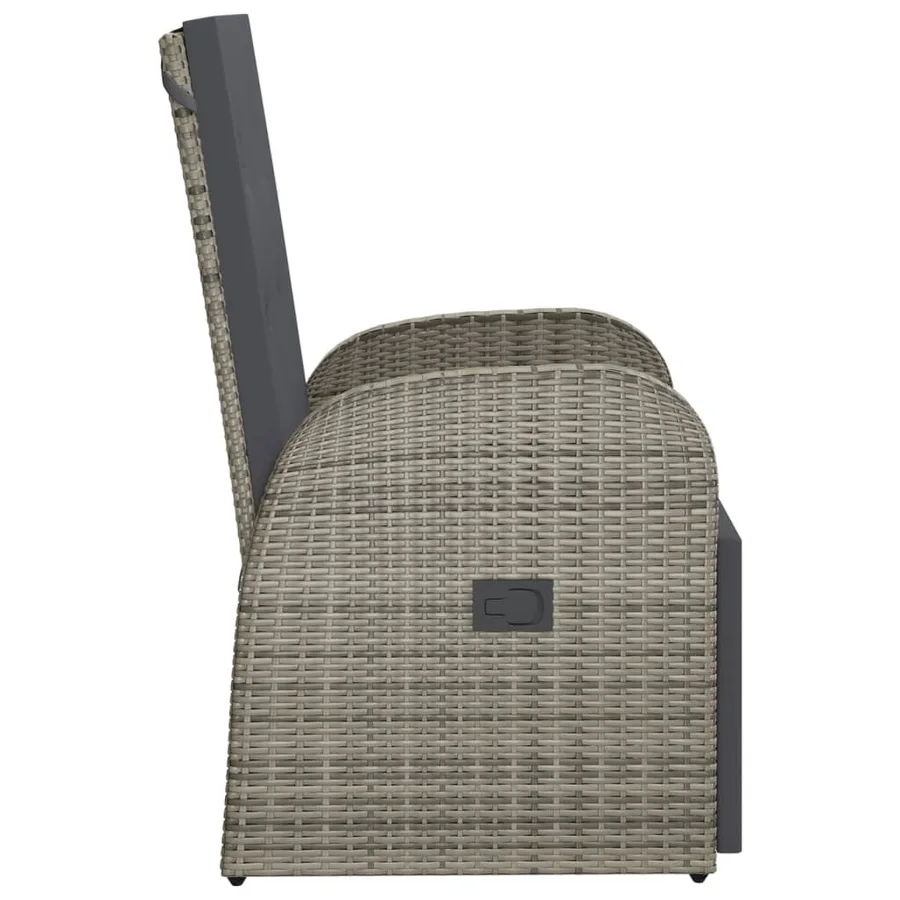 Chaise inclinable de jardin et coussin Résine tressée Gris - 4