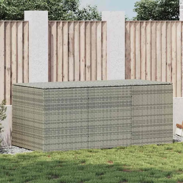Boîte de rangement de jardin résine tressée 180x90x70 cm gris
