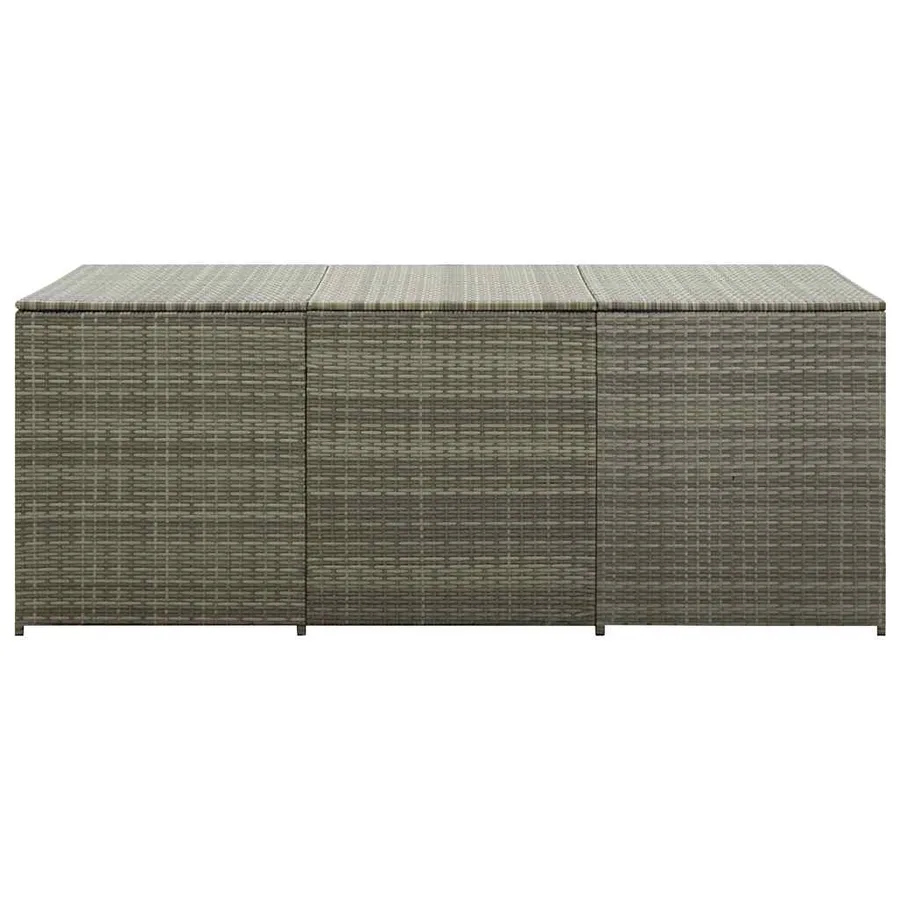 Boîte de rangement de jardin résine tressée 180x90x70 cm gris - 4
