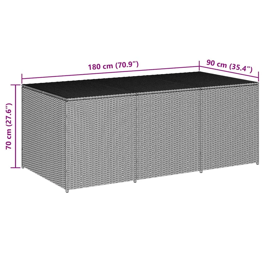 Boîte de rangement de jardin résine tressée 180x90x70 cm gris - 8