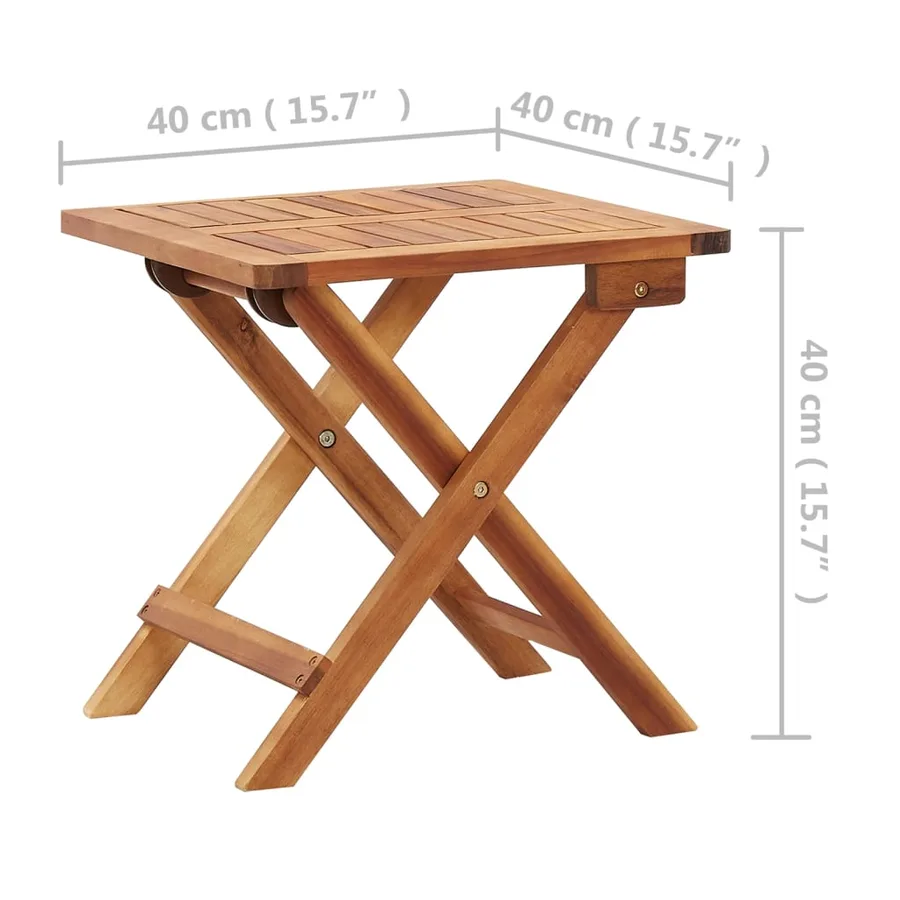Table pliable de jardin 40x40x40 cm Bois d'acacia massif - 6
