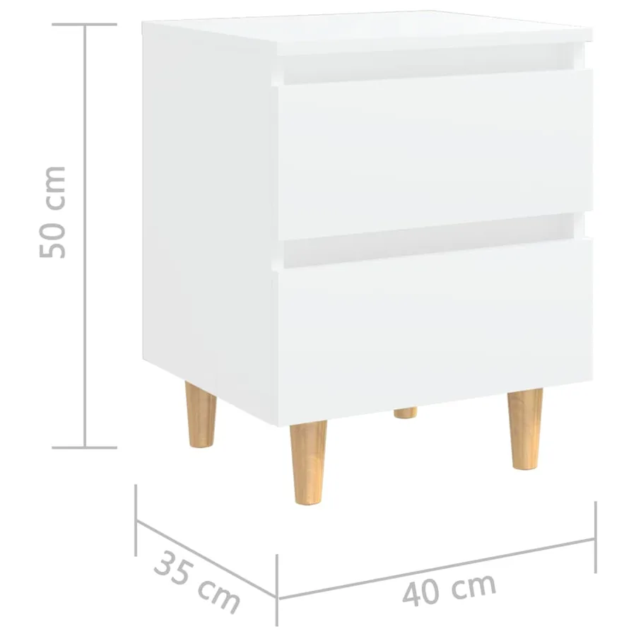 Table de chevet avec pieds en pin Blanc 40x35x50 cm - 7