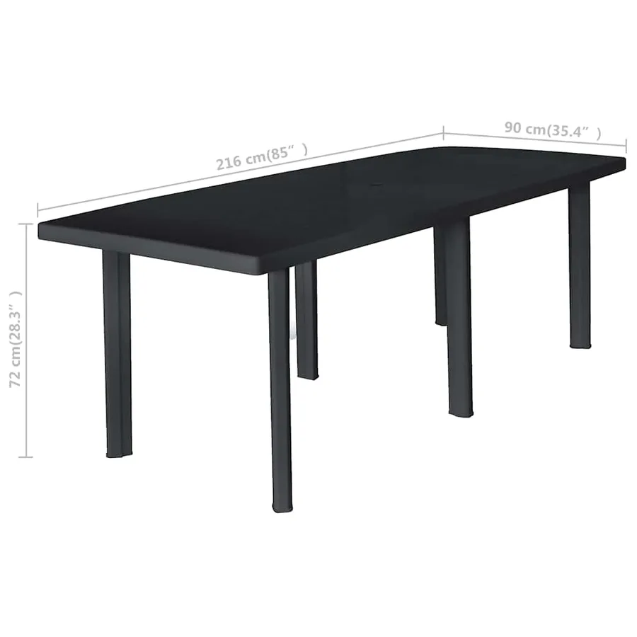 Table de jardin Anthracite 216x90x72 cm Plastique - 5