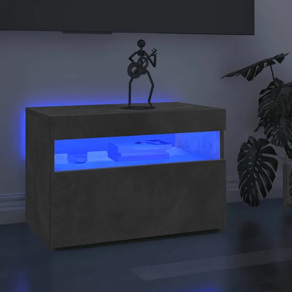 Meuble TV avec lumières LED gris béton 60x35x40 cm