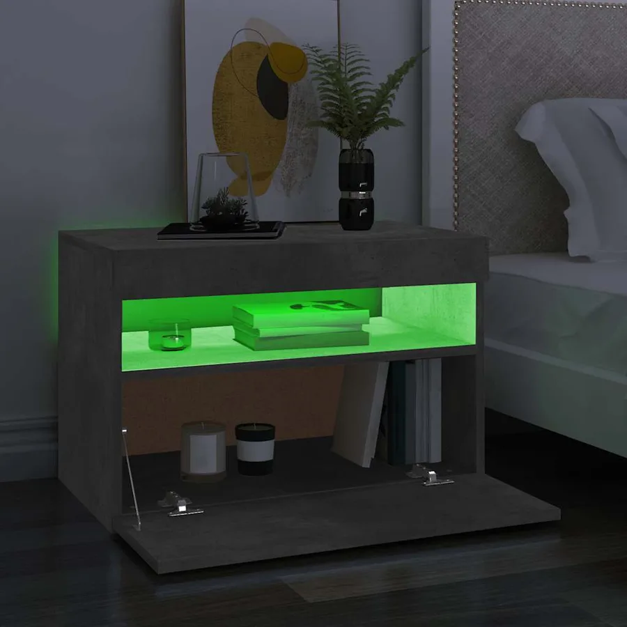 Meuble TV avec lumières LED gris béton 60x35x40 cm - 5
