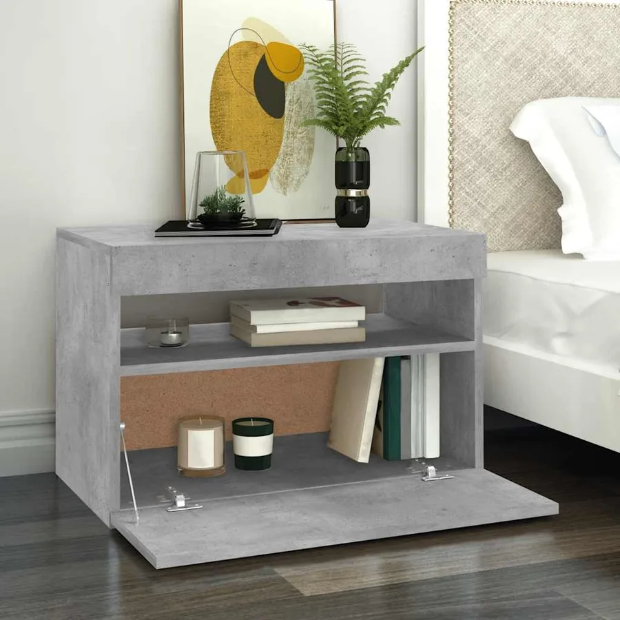 Meuble TV avec lumières LED gris béton 60x35x40 cm - 7