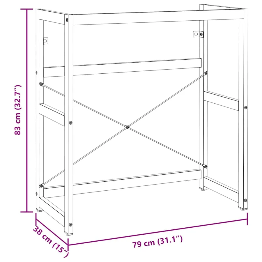 Cadre de lavabo de salle de bain Noir 79x38x83 cm Fer - 8