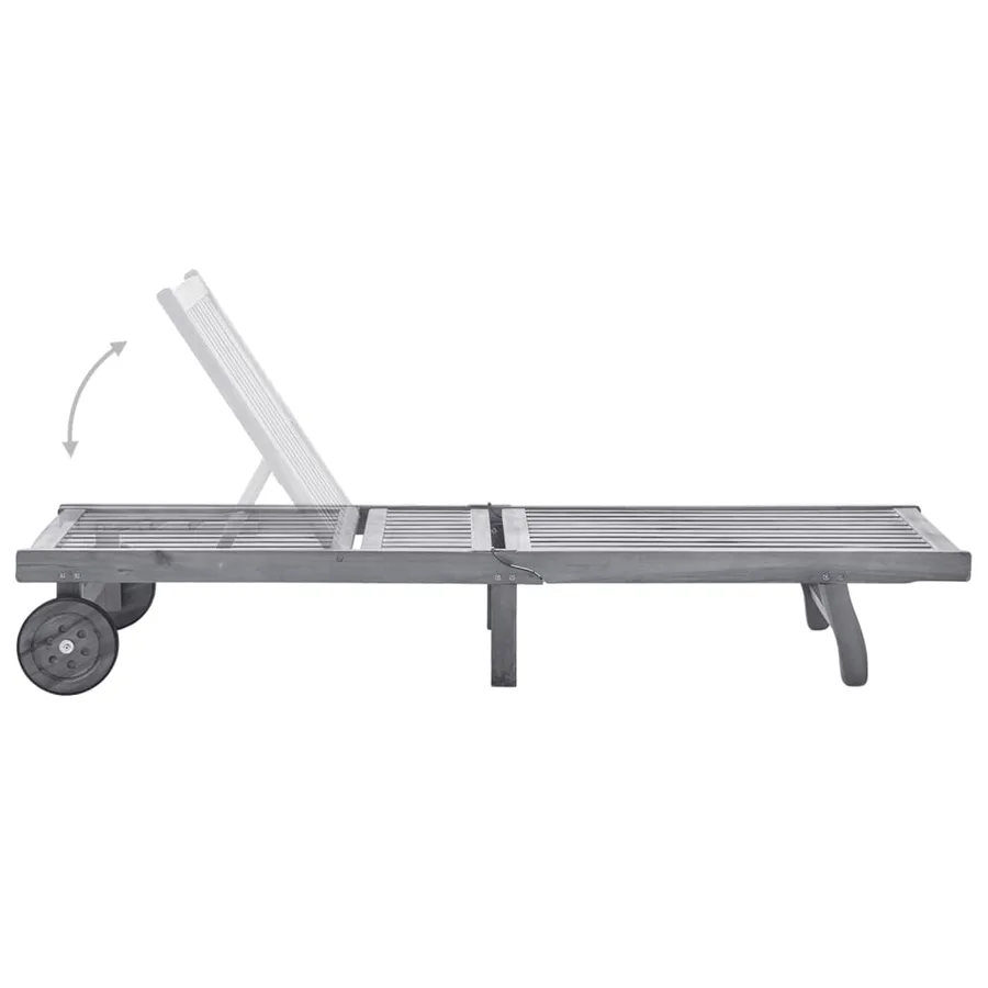 Chaise longue de jardin avec coussin Gris Bois d'acacia solide - 3