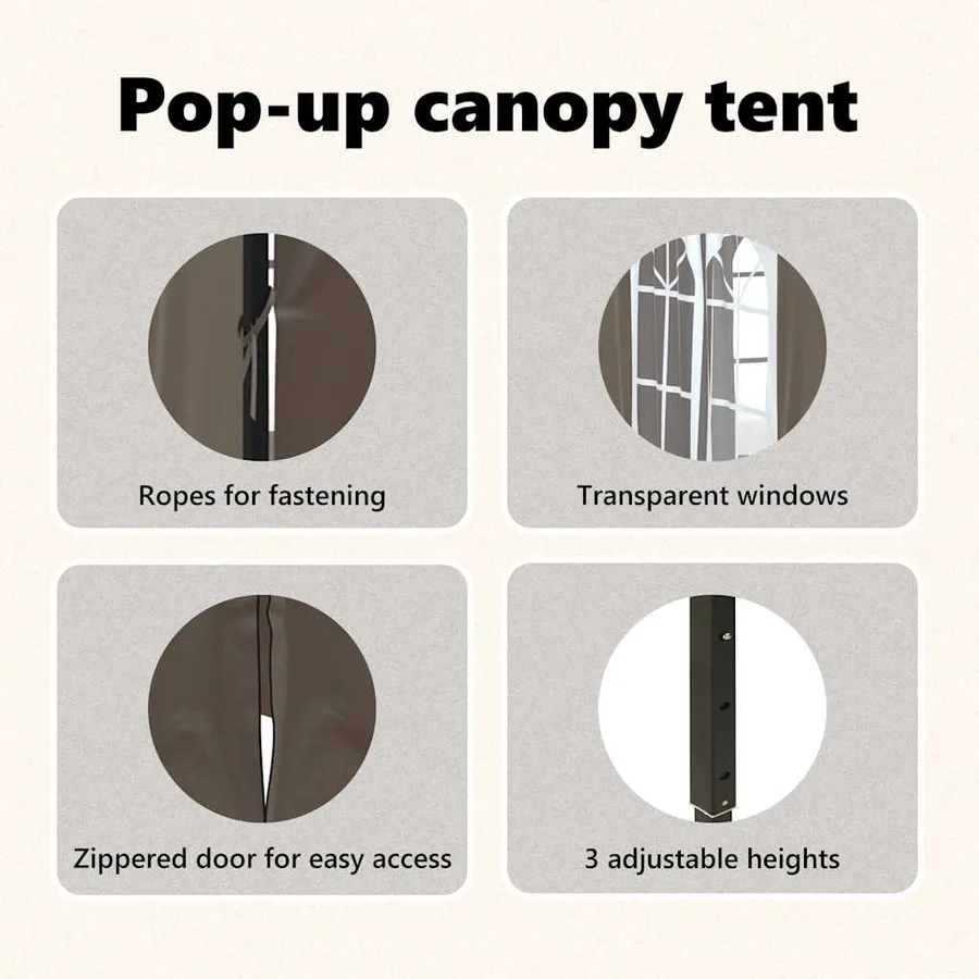Tente de réception pliable avec parois Taupe 2x2 m - 13