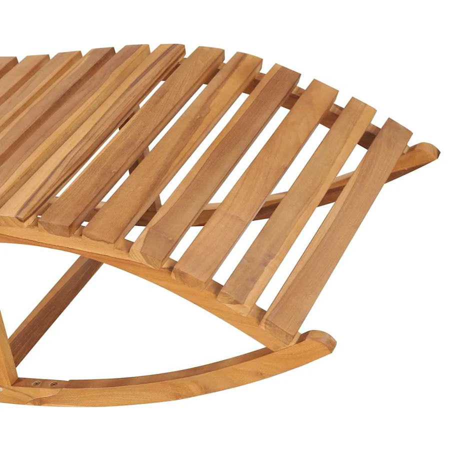 Chaise longue à bascule avec coussin Bois de teck solide - 4