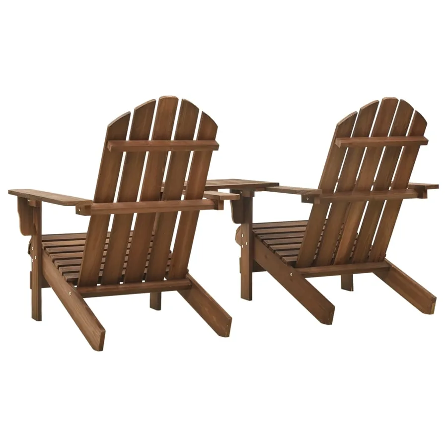 Chaises de jardin Adirondack avec table bois de sapin marron - 4