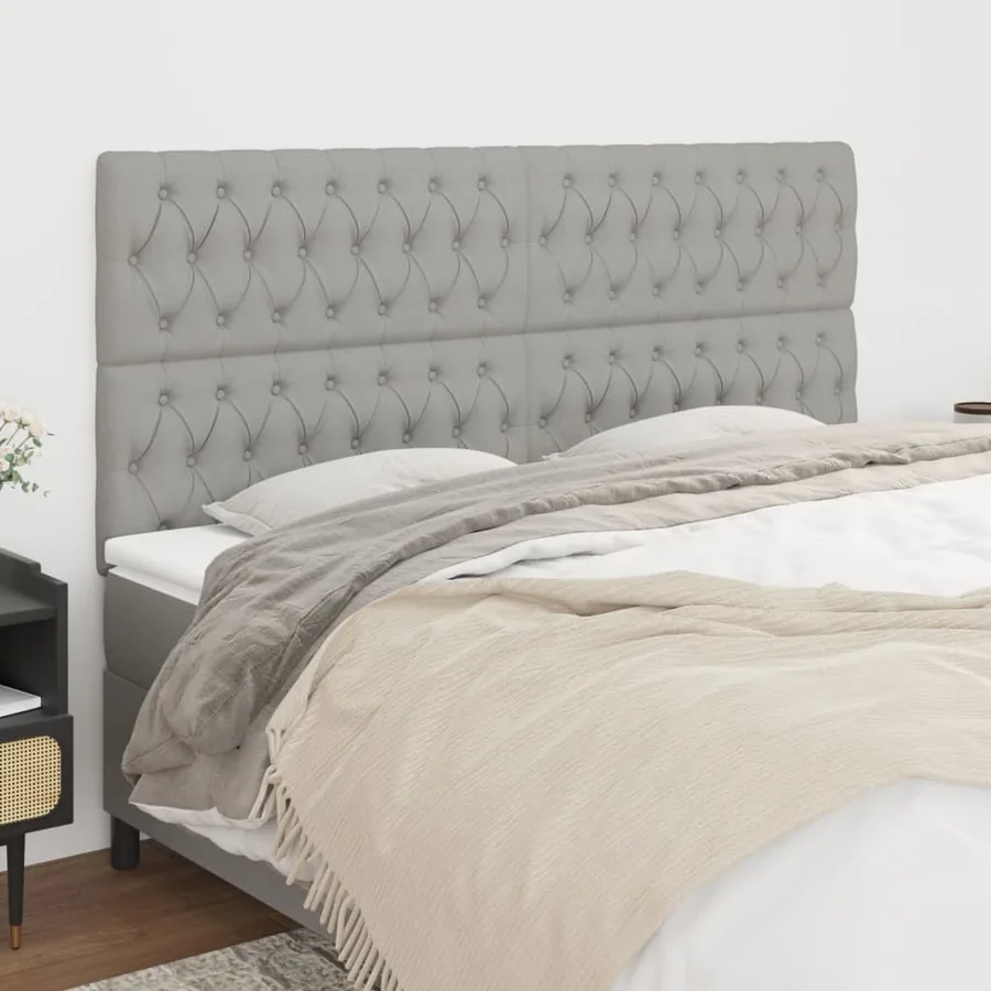 Tête de lit Gris clair 200 x 7 x 118/128 cm Tissu