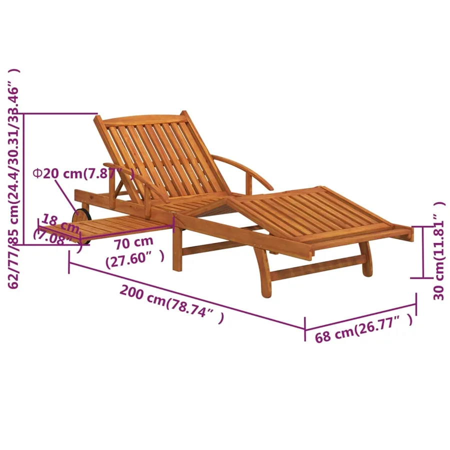 Ensemble de chaises longues lot de 2 table Bois acacia massif - 13