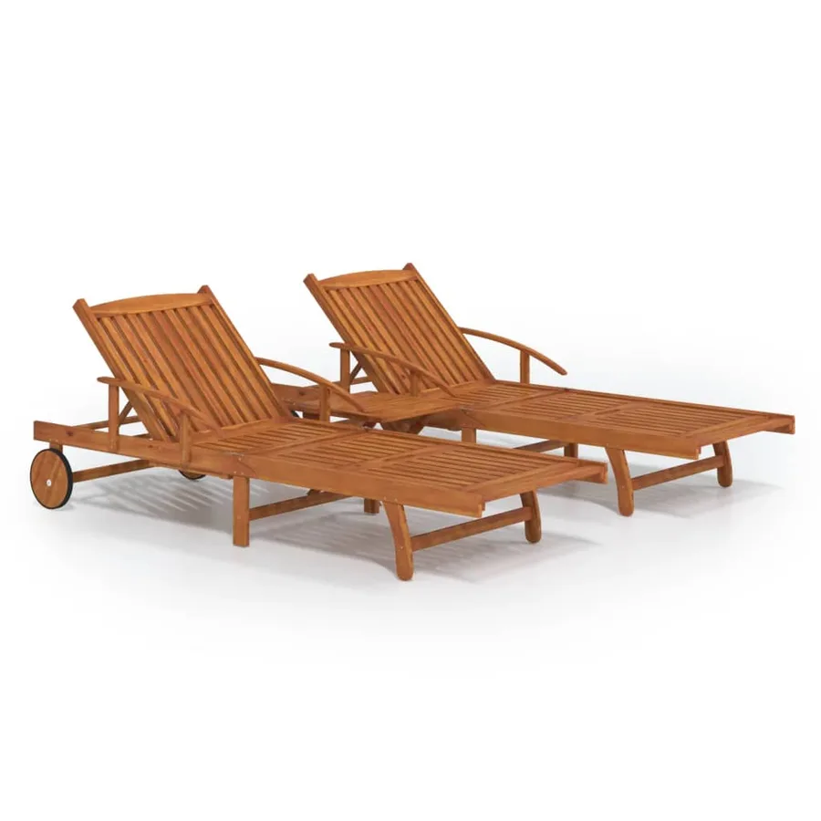 Ensemble de chaises longues lot de 2 table Bois acacia massif - 2