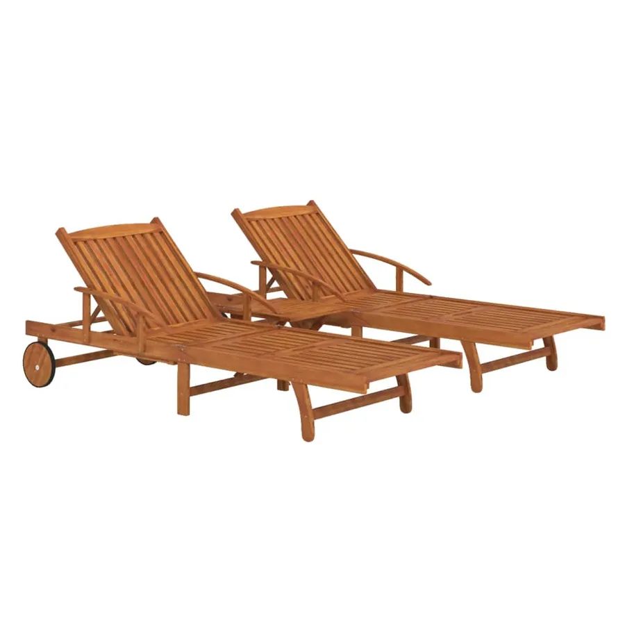 Ensemble de chaises longues lot de 2 table Bois acacia massif - 3