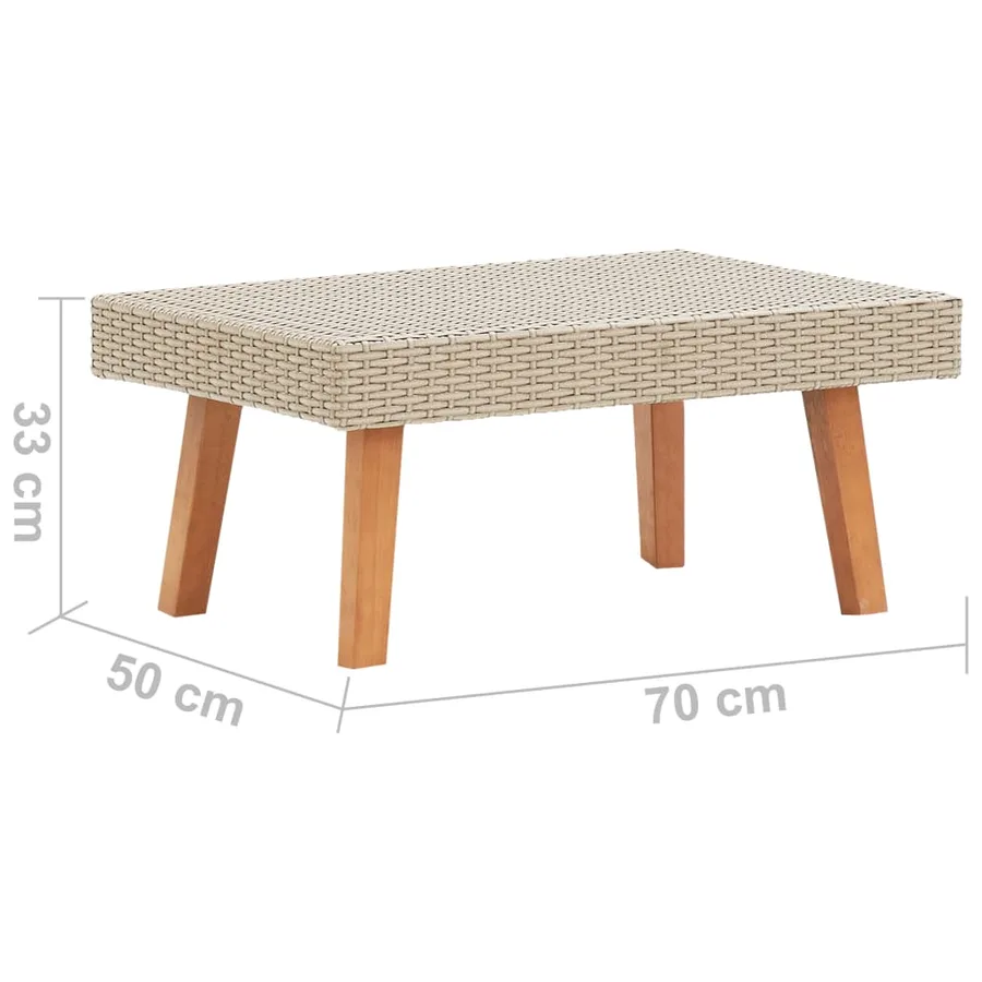 Table basse de jardin Résine tressée Beige - 5