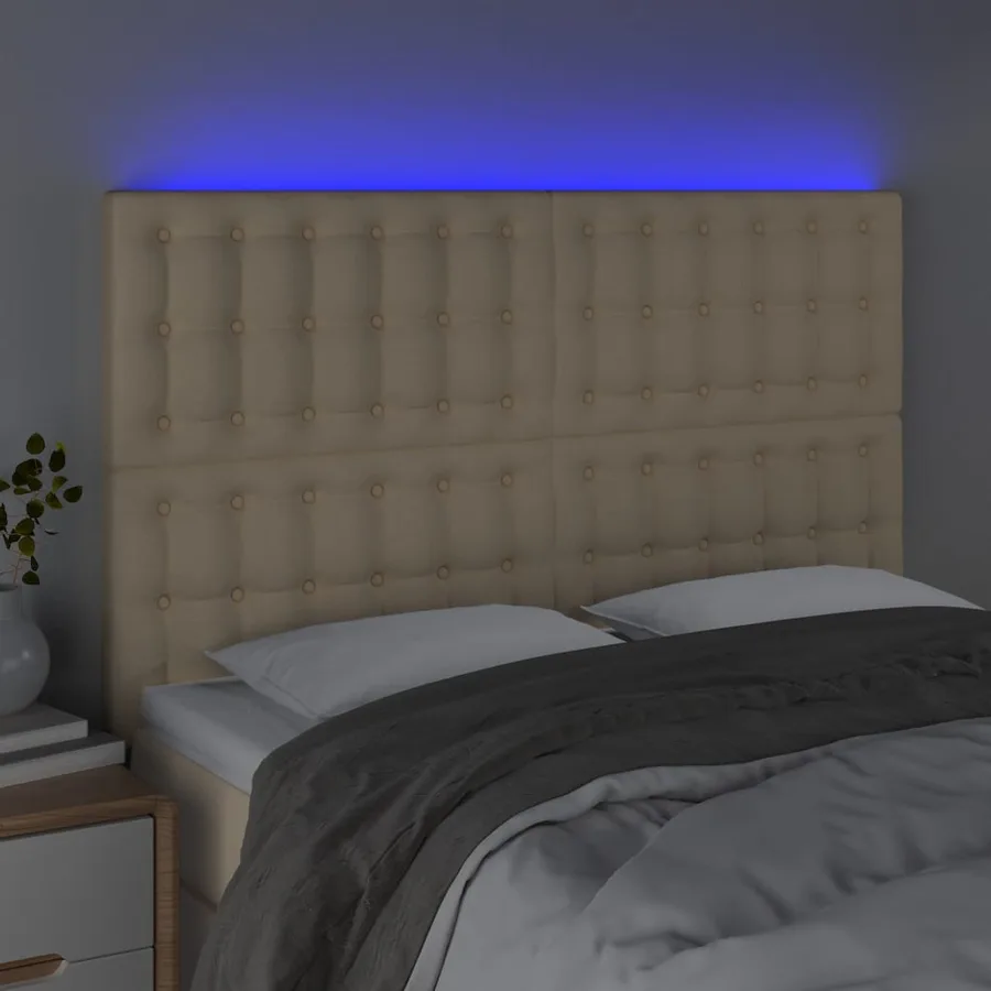 Tête de lit à LED Crème 144x5x118/128 cm Tissu - 3