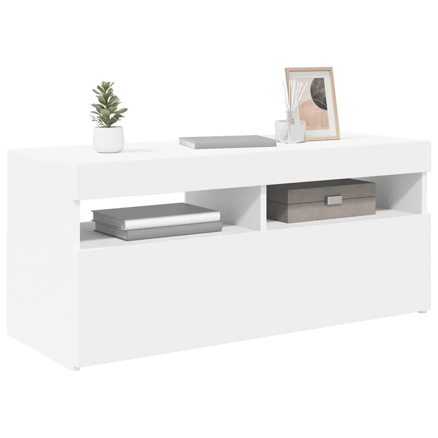 Meuble TV avec lumières LED blanc 90x35x40 cm - 15