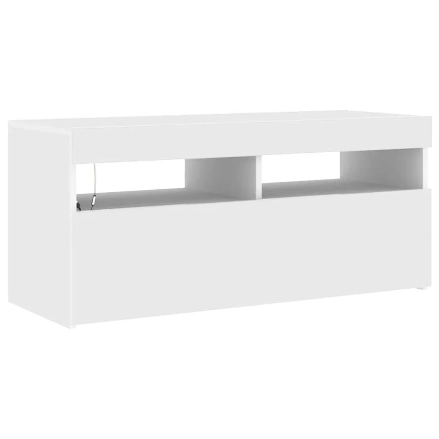 Meuble TV avec lumières LED blanc 90x35x40 cm - 6