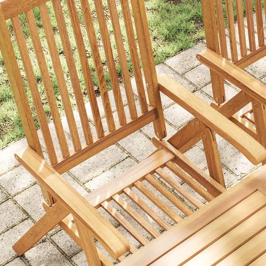 Chaises pliables de jardin lot de 2 Bois solide d'acacia Marron - 4