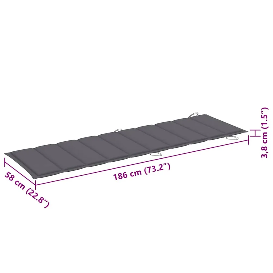 Chaises longues lot de 2 avec table et coussins Acacia solide - 20
