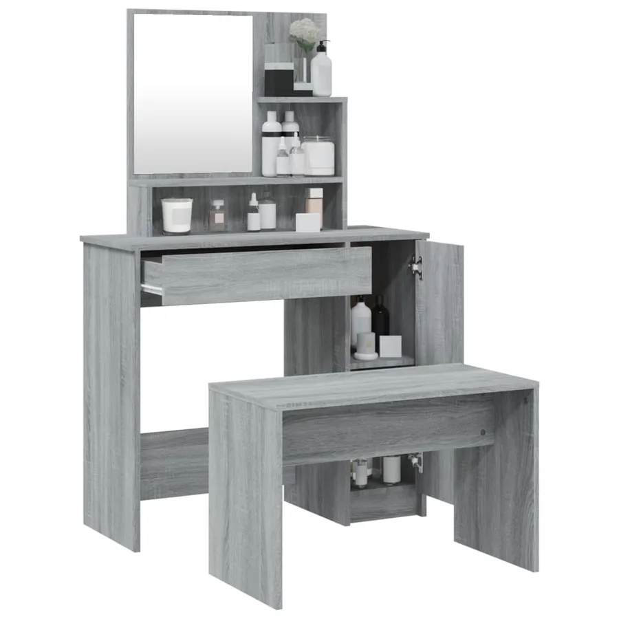 Ensemble de coiffeuse Sonoma gris 86,5x35x136 cm - 4