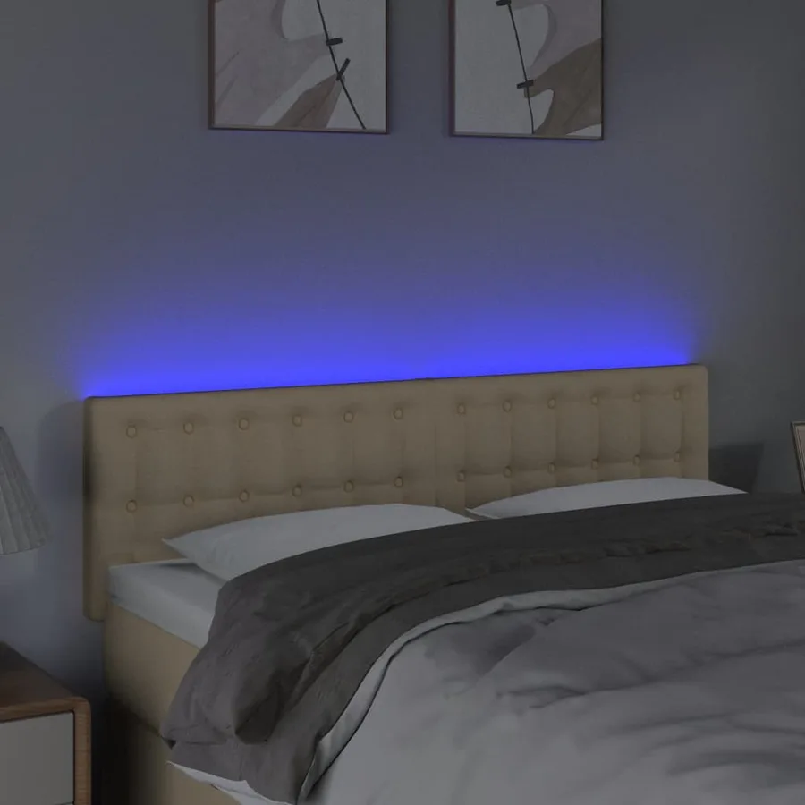 Tête de lit à LED Crème 144x5x78/88 cm Tissu - 3