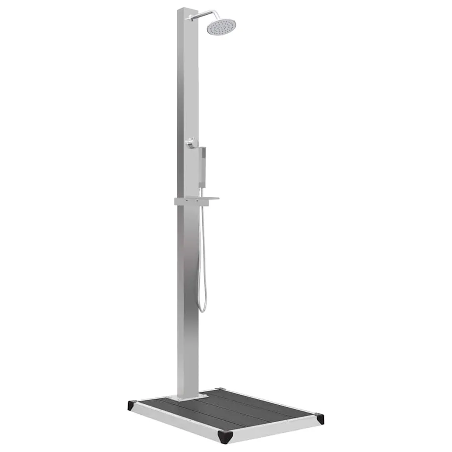 Douche d'extérieur avec receveur de douche WPC Acier inoxydable - 2