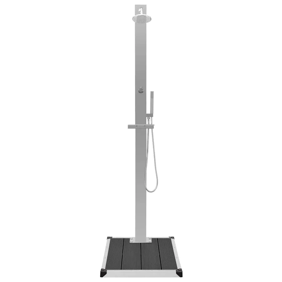 Douche d'extérieur avec receveur de douche WPC Acier inoxydable - 4