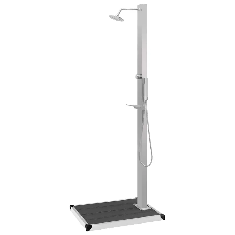 Douche d'extérieur avec receveur de douche WPC Acier inoxydable - 5