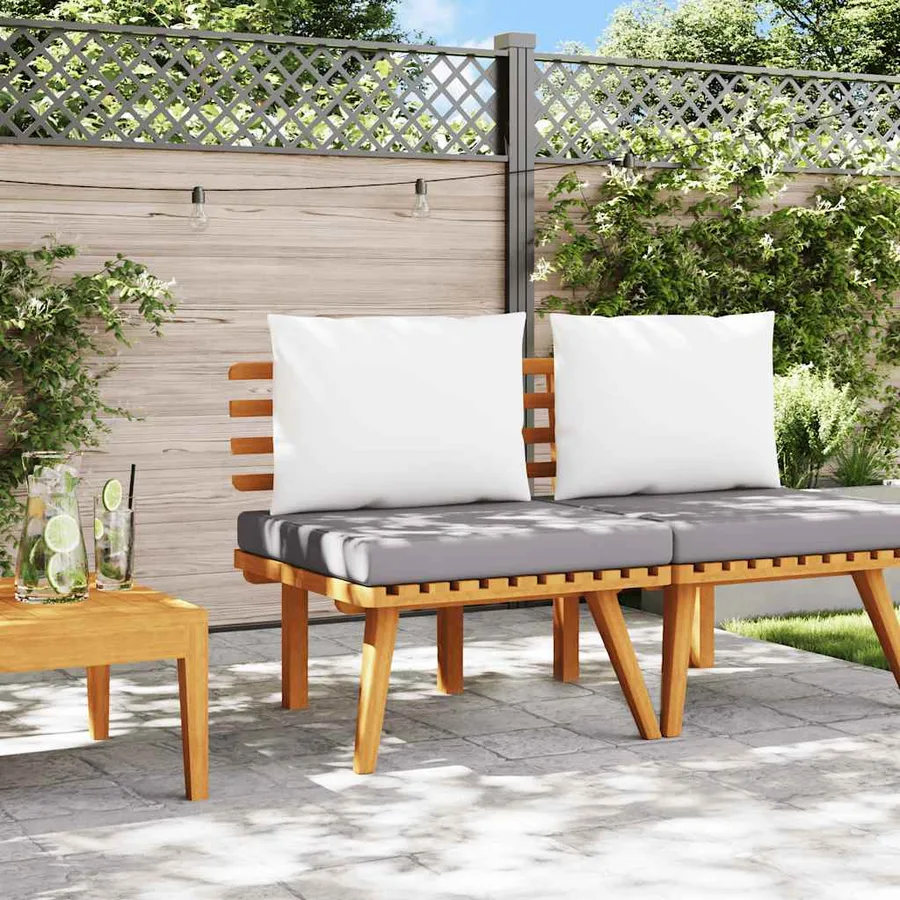 Chaise de jardin avec coussins bois d'acacia massif - 3